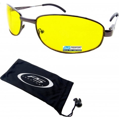 YELLOW Lens Sun Glasses for Night Driving Anti Glare - Gunmetal ...