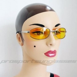 Oval YELLOW Lens Sun Glasses for Night Driving Anti Glare - Gunmetal - CP12EXJTNUN $8.85