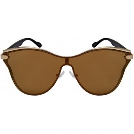 Oval High Fashion Oversized Cateye Sunglasses w/One Piece Flat Lens 55685 - Gold - CC1847EYMLA $10.79