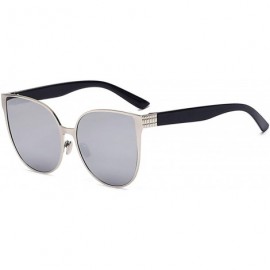 Cat Eye New Style Vintage Cat Eye Mirror Lens Sunglasses Silver metal Frame - CK126IBR35L $10.53