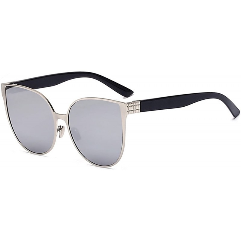 Cat Eye New Style Vintage Cat Eye Mirror Lens Sunglasses Silver metal Frame - CK126IBR35L $10.53