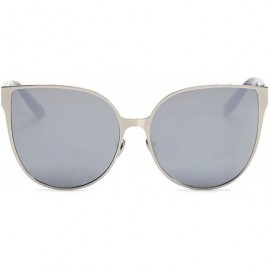 Cat Eye New Style Vintage Cat Eye Mirror Lens Sunglasses Silver metal Frame - CK126IBR35L $10.53