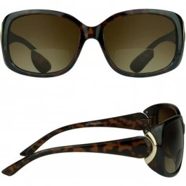 Square Sexy Bifocal Sunglasses for Women. Black - Tortoise Shell Brown or Animal Pattern Frame with Metal Accent. - CD18E7XEN...