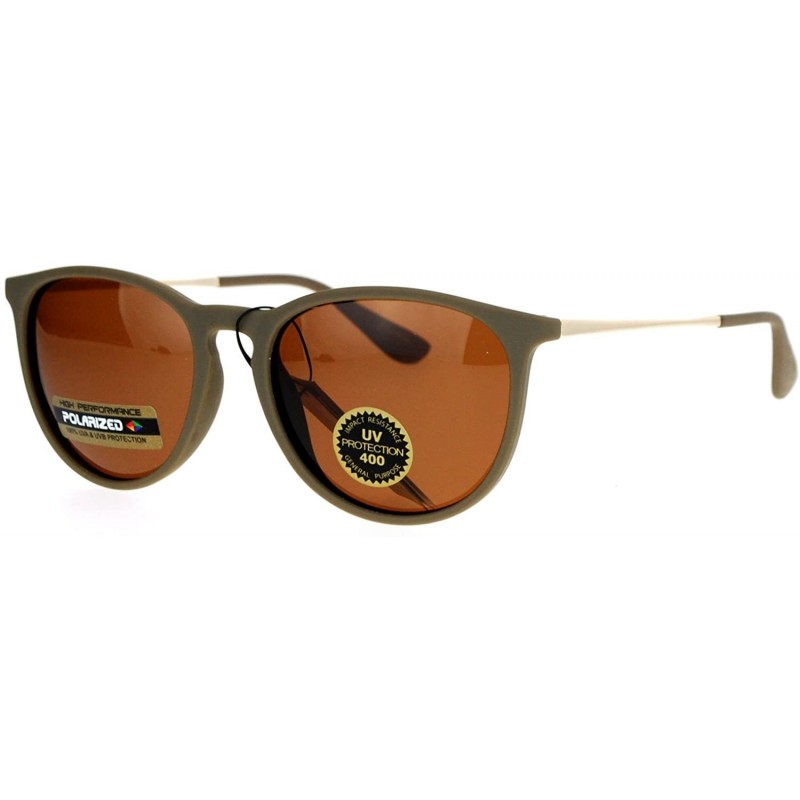 Wayfarer Polarized Lens Rubberized Matte Horn Rim Retro Sunglasses - Beige - CB12ITP9AC7 $12.93