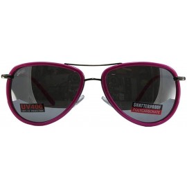 Aviator 2 Pairs Swag Aviator B Fashion Sunglasses Black Pink Frame Flash Mirror Lens - CM18Z6R54D6 $27.29