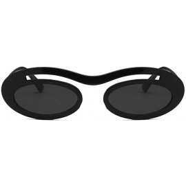 Oval Chic Small Round Ultra Light Frame Oval Candy Color Unisex Party Sunglasses UV400 - Black - CS18LMTCD4M $12.16