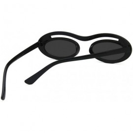 Oval Chic Small Round Ultra Light Frame Oval Candy Color Unisex Party Sunglasses UV400 - Black - CS18LMTCD4M $12.16