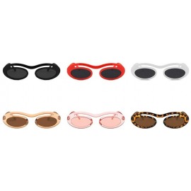 Oval Chic Small Round Ultra Light Frame Oval Candy Color Unisex Party Sunglasses UV400 - Black - CS18LMTCD4M $12.16