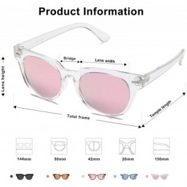 Round Square Polarized Sunglasses for Men and Women MEMORIES SJ2075 - C7 Transparent Frame/Pink Mirrored Lens - CU18Z9D0W0N $...