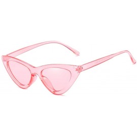 Round Cat Eye Sunglasses for Women VintageRetro Style Plastic Frame UV 400 Protection - Transparent Pink - CW18S49YKQK $10.35