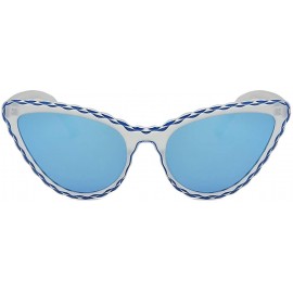 Goggle Women's Vintage Cat Eye Shade Sunglasses Integrated Stripe Fashion Glasses - D - C618UN9RZ7Z $10.11