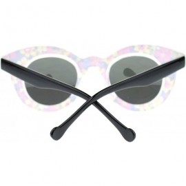 Cat Eye Pop Color Bahama Floral Palm Print Thick Horn Rim Cat Eye Sunglasses - Purple Black - CO11YPQX1GH $7.82