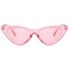 Round Cat Eye Sunglasses for Women VintageRetro Style Plastic Frame UV 400 Protection - Transparent Pink - CW18S49YKQK $10.35