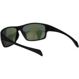 Rectangular Mens Minimal Rubberized Matte Black Plastic Warp Biker Sunglasses - Black Orange Mirror - CQ18QQL0AKQ $9.88