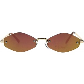 Rimless Rimless Skinny Diamond Shape Sunglasses Womens Fashion Mirror Lens - Gold (Peach Mirror) - CG18EDI5YTK $12.60