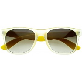 Wayfarer Retro Trendy New Frosted Neon Color Two Tone Classic Horn Rimmed Sunglasses (Yellow) - CF116Q21OIF $12.93