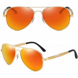 Oversized Classic Aviator Style Polarized Sunglasses for Men and Women 100% UV protection DC3026 - Gold Frame Orange Lens - C...