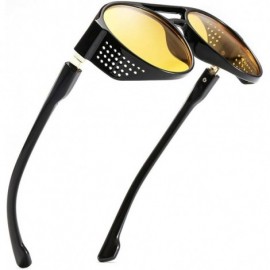 Oversized Women's Fashion Cat Eye Shade Sun Spectacles Integrated Stripe Vintage Sunglasses - Yellow - C818UK4CMS0 $13.63