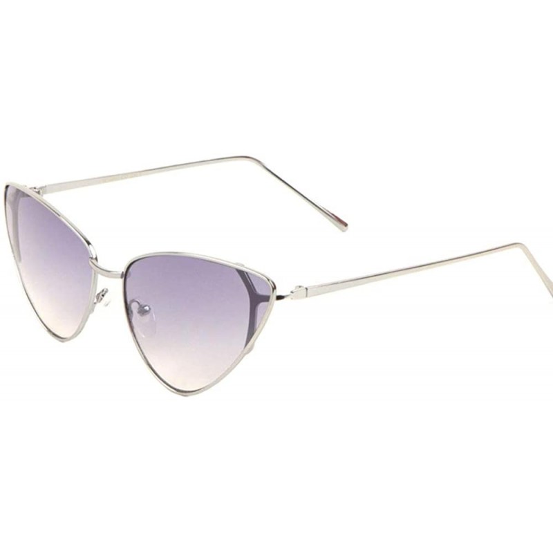 Cat Eye Retro Thin Frame Round Corners Cat Eye Sunglasses - Purple - CF197U6LG9S $16.18