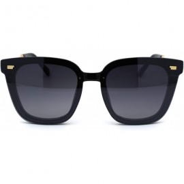 Rectangular Womens Panel Lens Boyfriend Horn Rim Chic Sunglasses - Black Gold Smoke - CS18WS3K7E7 $13.00