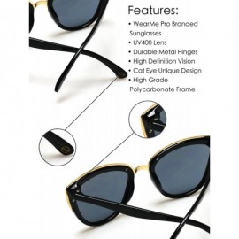 Wayfarer Womens Cat Eye Mirrored Reflective Lenses Oversized Cateyes Sunglasses - Black/Mirror Gold - CB120FOIVX5 $21.41