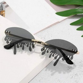 Rimless 2020 Rimless Sunglasses Women fashion Unique Tears Shape Steampunk Sunglasses with Glasses Case - Pink - CB1903CRUL9 ...