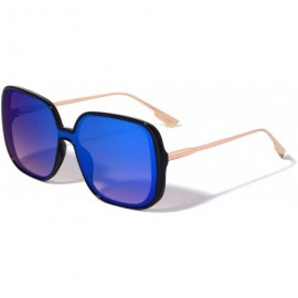 Shield One Piece Shield Lens Square Butterfly Sunglasses - Blue Metallic - CV199LUK40X $10.77