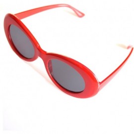 Cat Eye Bold Retro Oval Mod Thick Frame Sunglasses Round Lens Clout Oval Goggles - Red - CN187IQ85YK $9.98