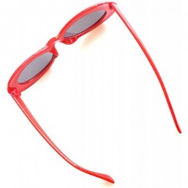 Cat Eye Bold Retro Oval Mod Thick Frame Sunglasses Round Lens Clout Oval Goggles - Red - CN187IQ85YK $9.98