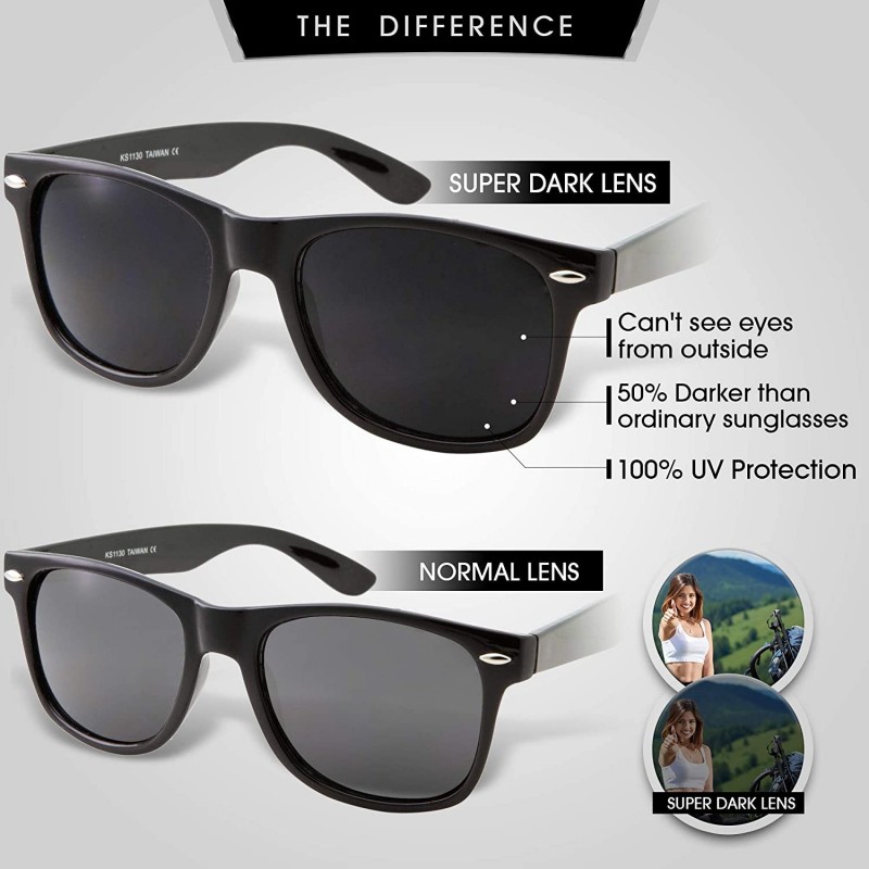 Super Dark Black Lens Mens Sunglasses Retro Classic 80s Stylish 