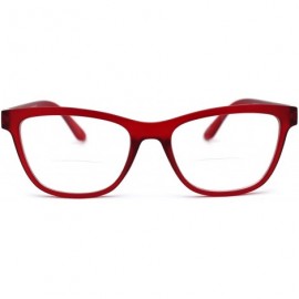 Rectangular Womens Horn Rim Rectangular Bi-focal Reading Glasses - Red - CJ193XNN4A6 $12.82