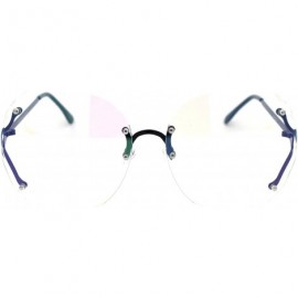 Butterfly Womens Designer Rimless Butterfly Large Clear Lens Eye Glasses - Black - CK185KMH756 $11.78