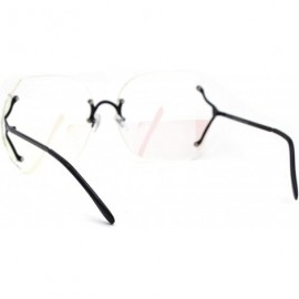 Butterfly Womens Designer Rimless Butterfly Large Clear Lens Eye Glasses - Black - CK185KMH756 $11.78