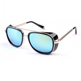 Round IRON MAN TONY Retro Sunglass Windshield Double Beam Square Metal Frame Glass - C4 - C418GMOSWSZ $14.83