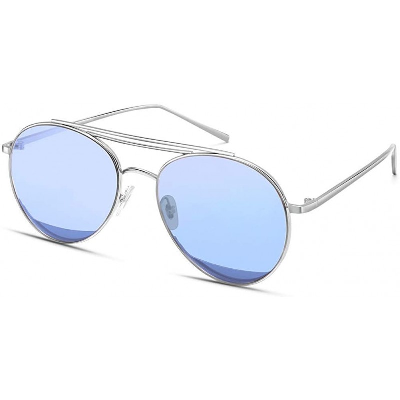 Cat Eye Round Fashion Sunglasses for Women Men Aviator Metal Mirror Sunglasses - C5 - CA18R2OGG3X $10.59