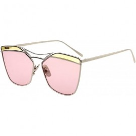 Aviator Fashion Women Metal Frame Flat Driver Polarized Aviator Sunglasses 9058 - Pink - CQ12HXTEW1P $13.70