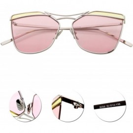 Aviator Fashion Women Metal Frame Flat Driver Polarized Aviator Sunglasses 9058 - Pink - CQ12HXTEW1P $13.70