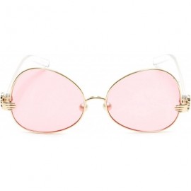 Butterfly Square Women's Metal Sunglasses Butterfly Style Pearl Nose Pieces Colored Lens - Pink - CD18G3N7EWN $8.99