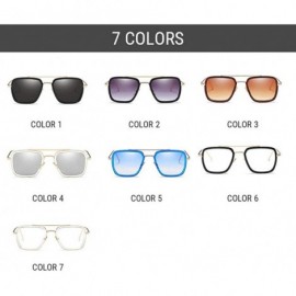 Square Small Square Polarized Sunglasses for Men and Women Polygon Mirrored Lens - Color 5 - CK18TS4WEED $18.60