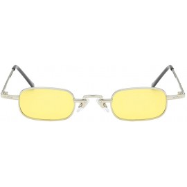 Square Vintage Small Square Punk Sunglass Metal Rectangle Sunglass - Silver Frame Yellow Lens - C318ADMZE72 $11.28