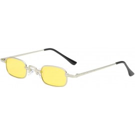 Square Vintage Small Square Punk Sunglass Metal Rectangle Sunglass - Silver Frame Yellow Lens - C318ADMZE72 $11.28