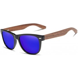 Rimless Black Walnut Sunglasses Wood Polarized Sunglasses Men UV Protection Eyewear with Wood Box - Sky Blue Walnut Wood - C8...