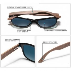 Rimless Black Walnut Sunglasses Wood Polarized Sunglasses Men UV Protection Eyewear with Wood Box - Sky Blue Walnut Wood - C8...