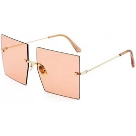 Square 2020 Fashion Oversized Square Sunglasses Women Sexy Red Brown Tinted Color Lens Big Rimless Sun Glasses UV400 - C9190H...