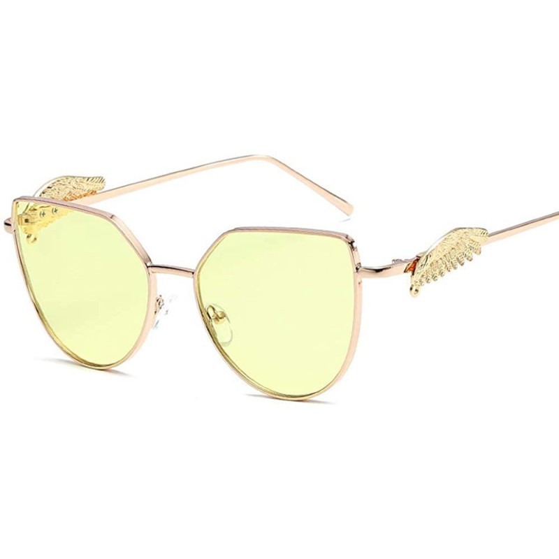 Goggle Sunglasses Of Wing Of A Gender Is Fashionable Sunglass Metal Glasses - Gold Frame Marine Yellow Film - CU18TMQH5AL $12.41