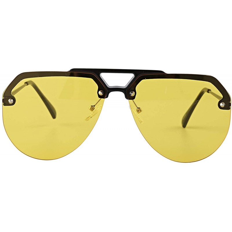 Oversized Women's Sunglasses - Oversized Half Frame Cat Eyes Transparent Lens Novelty Sunglasses for Women New - Yellow - CU1...