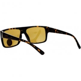 Rectangular Impact Resistance Glass Lens Sunglasses Flat Top Rectangular Mens Shades - Tortoise (Brown) - C71878AOOHK $10.16