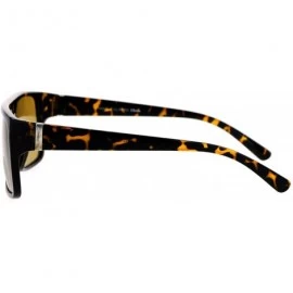 Rectangular Impact Resistance Glass Lens Sunglasses Flat Top Rectangular Mens Shades - Tortoise (Brown) - C71878AOOHK $10.16