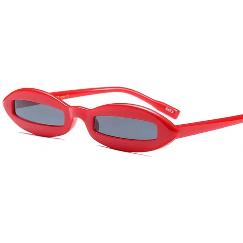 Oval Small Oval Sunglasses for Men Mini Sun Glasses Women Holiday Accessories UV400 - Red With Black - CZ18KIT99KC $11.37