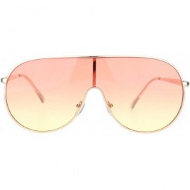 Shield Metal Rim Shield Racer Oversize Retro Fashion Sunglasses - Gold Orange Yellow Gradient - CY18NDK6Q3S $9.87